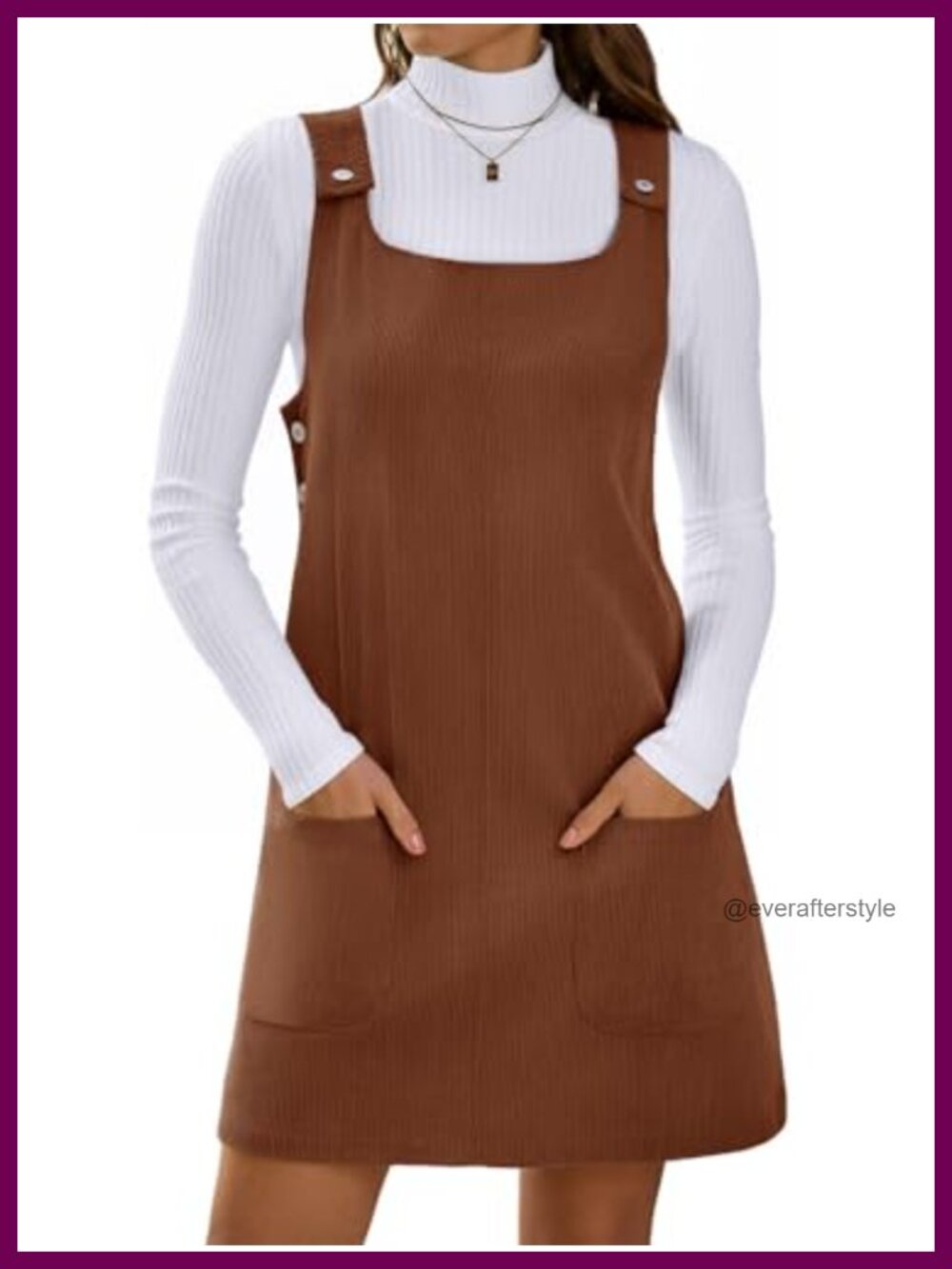 Womens Corduroy Overall Dress A-Line Sleeveless Square Neck Mini Jumper